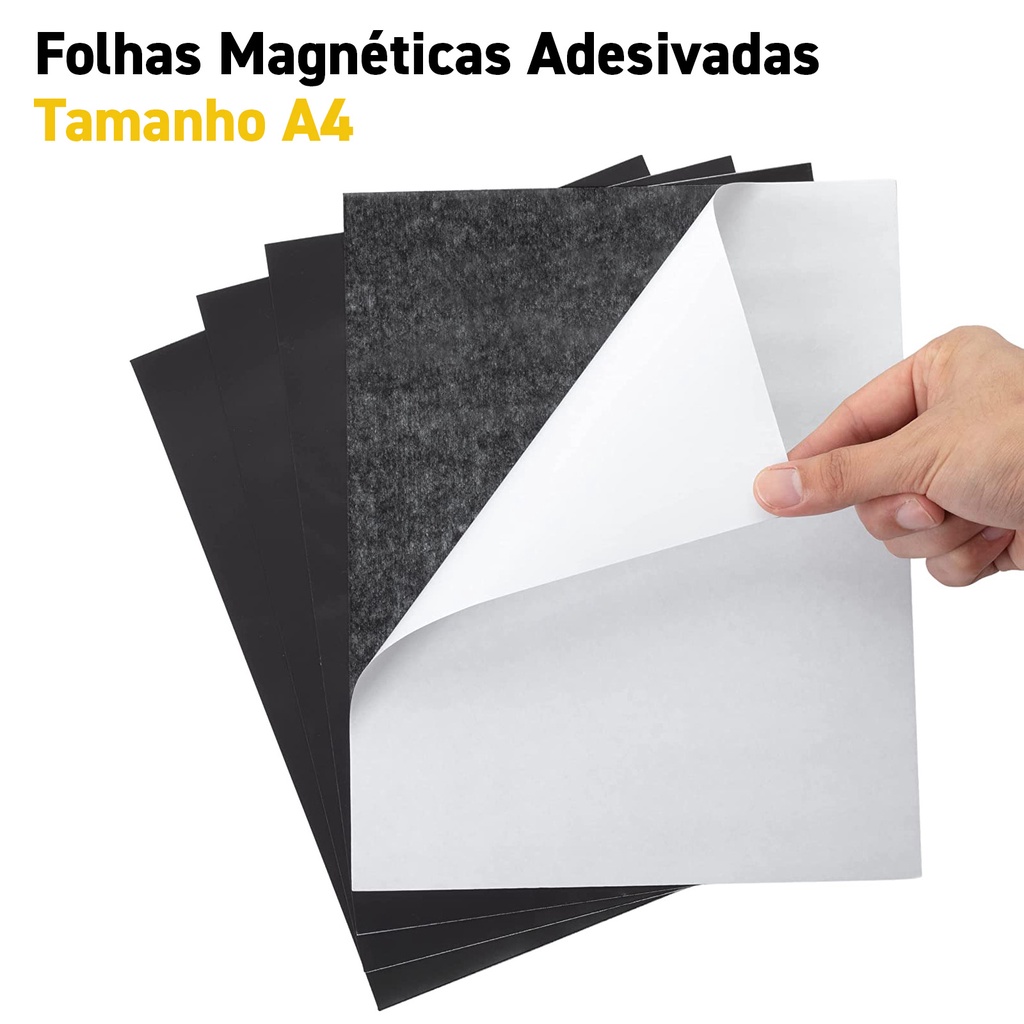 10 Folhas Imã Manta Imantada Adesivada A4 0,3mm 21x30 | Shopee Brasil