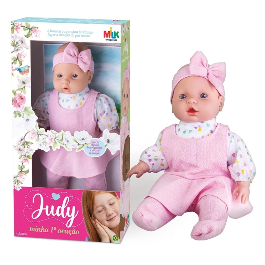 Boneca Judy Minha 1ª Oração Reza O Pai Nosso Milk Brinquedos
