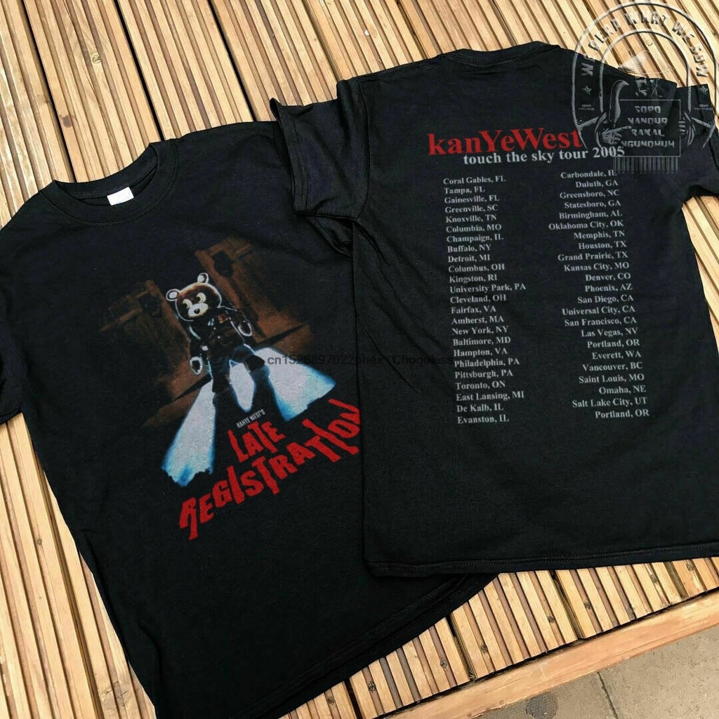 Kanye West Late Registration Tour 2005 Concerto Tshirt Hip Hop Rap Tamanho S5Xl Top Tee