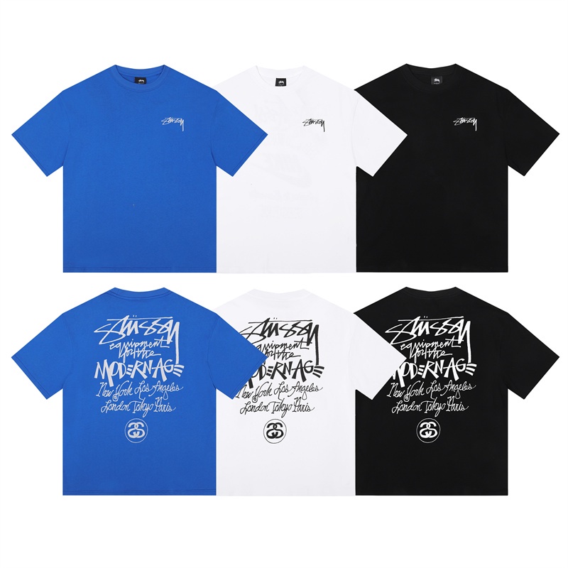 Tendência Clássica STUS & Y Casais De Algodão Moda Mais Tamanho Carta Traseira Completa Impressão De Camisetas Casual Loose Short Sleeve Tees