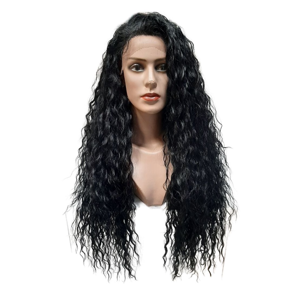 PERUCA FRONT LACE WIG CABELO CACHEADO 80 CM BIO FIBRA REPARTIÇÃO LIVRE ...