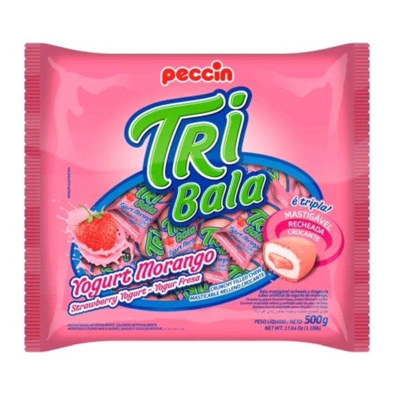 TRI BALA SABOR YOGURT MORANGO 500G PECCIN - Escorrega o Preço
