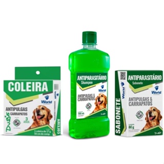 Combo Shampoo Coleira Sabonete Anti Pulgas E Carrapatos Dugs