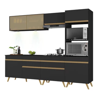 Armário de Cozinha Completa 252cm com Leds Veneza Up Multimóveis V2037