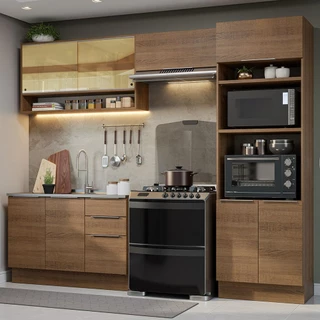 Armário de Cozinha Completa 270cm Rustic Stella Madesa 07 em Oferta na Shopee
