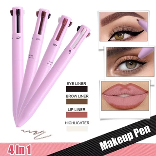 4 Em 1 Caneta De Maquiagem Eyeliner Highlighter/Contorno De Lápis Para Sobrancelhas Portátil/Forro Labial Impermeável De Longa Duração Beleza De Desenho Multifuncional/Ferramenta De Cosméticos Feminina