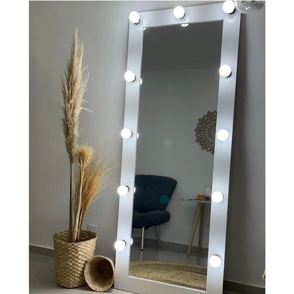 Espelho Camarim Corpo Todo 1,61 X 0,61 Branco 11 Bocais | Shopee Brasil
