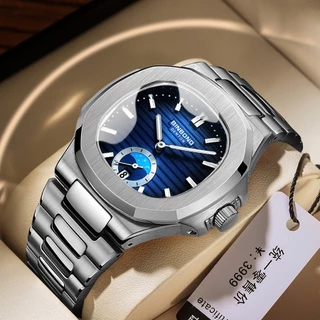 Novo Estilo Square Business Square Business Relógio de Luxo em Aço Inoxidável à prova d'água Relógio Clássico Masculino de Aço Banda de Quartzo Relógio Casual de Quartzo All-Match Small Square