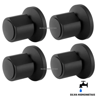 Kit 4 Acabamento Registro Banheiro C-40 ABS Preto Padrao Deca