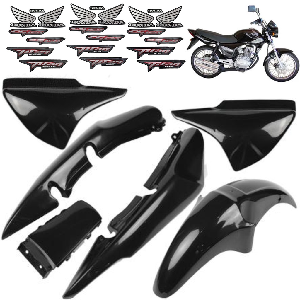 Kit Carenagem Preta Titan 150 2008 KS ES ESD Com Adesivos | Shopee Brasil