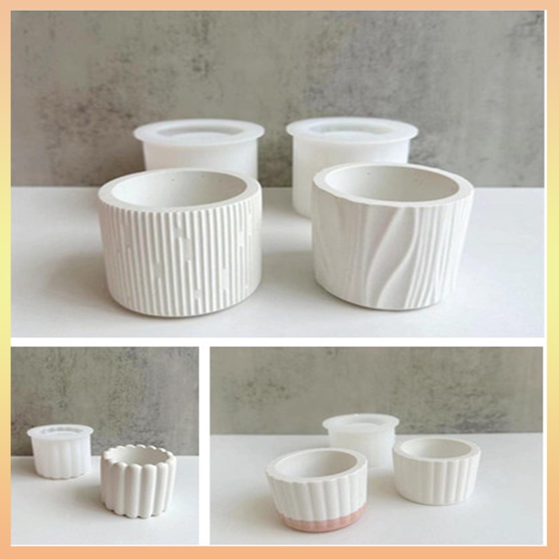 Linha De Listras Redondas Flowerpot Molde De Silicone Aromaterapia Copo De Velas Suculento Cimento Epóxi Resina Home Decor Ornamento