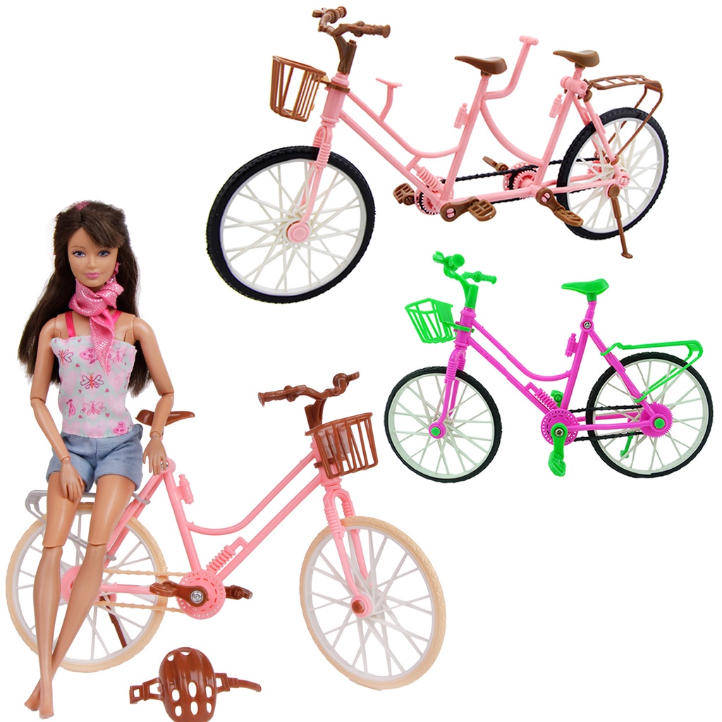 Acessórios do brinquedo: bicicleta tandem do dobro-assento para brinquedos  da boneca, finge o jogo adereços para jogos da bicicleta do brinquedo