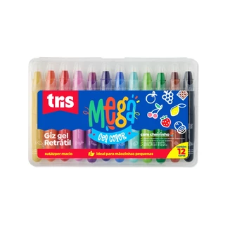 ESTOJO GIZ DE CERA MEGA GEL RETRATIL 12 CORES CLASSICAS