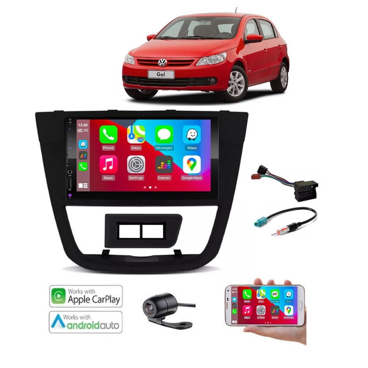 Mp5 Multimidia Android Auto e iOS Carplay Gol G5 2008 2009