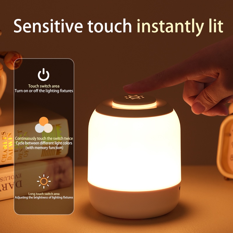 Lâmpada De Mesa De Toque led Noite Cabeceira Quarto Com Sensor Portátil Para Crianças Presentes