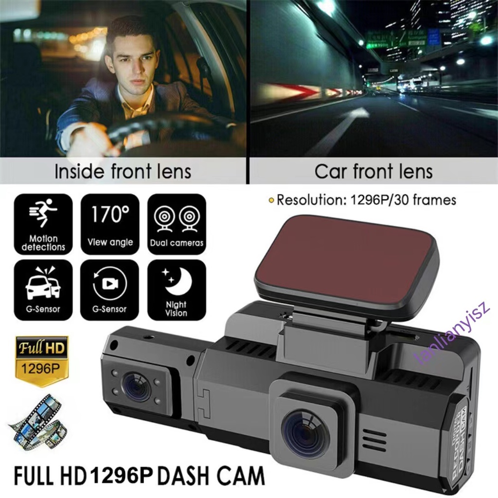 Asawin WiFi Dash Camera 3.16In IPS Double Cameras for Car Video