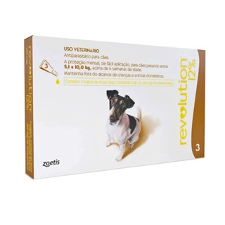 Antipulgas Revolution 12% Cães 5,1 A 10kg C/3 Pipetas - Zoetis