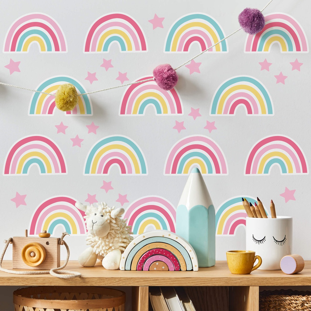 Adesivo de Parede para Quarto de Menina Arco-Iris Cobre 3m² | Shopee Brasil