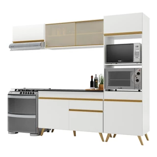 Cozinha Compacta 4 pç c/ Armário e Balcão MP3691 Veneza GW Multimóveis Branca