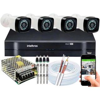 Kit 4 Cameras Segurança Hd Dvr Intelbras mhdx 4ch S/hd