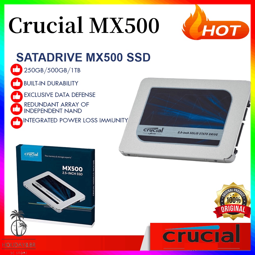 Crucial MX500 SSD 2TB SATA3 disco rígido interno disco rígido desktop notebook interno de 2,5 polegadas 1t 500g