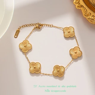 Nova Moda Pulseira De Luxo De Alta Qualidade Ouro Rosa 18K Quatro Folhas De Aço Inoxidável Clover Women's Bracelet Fashion Niche