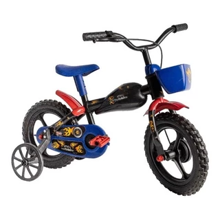 Bicicleta Infantil Styll Baby Moto Bike Aro 12 Cor Preto/azul/vermelho Com Rodas De Treinamento em Oferta na Shopee