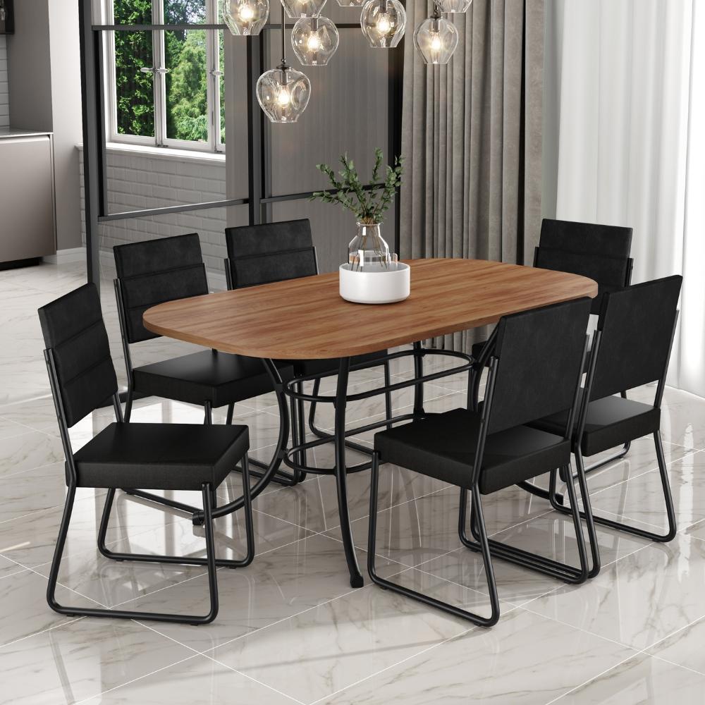 Conjunto Sala de Jantar com Mesa e 6 Cadeiras Fenix Carraro