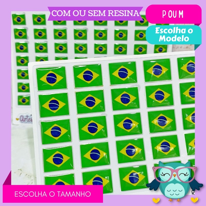 Cartela Adesiva BR1 - Bandeira do Brasil - Retângulo