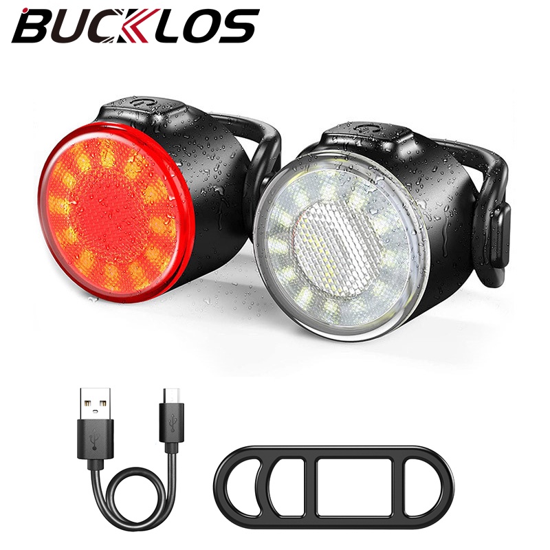 Lâmpada De Bicicleta Bucklos LED Carregamento USB Luzes À Prova D'água 6 Modos Iluminação De Ciclismo Noturno Alerta De Acessórios