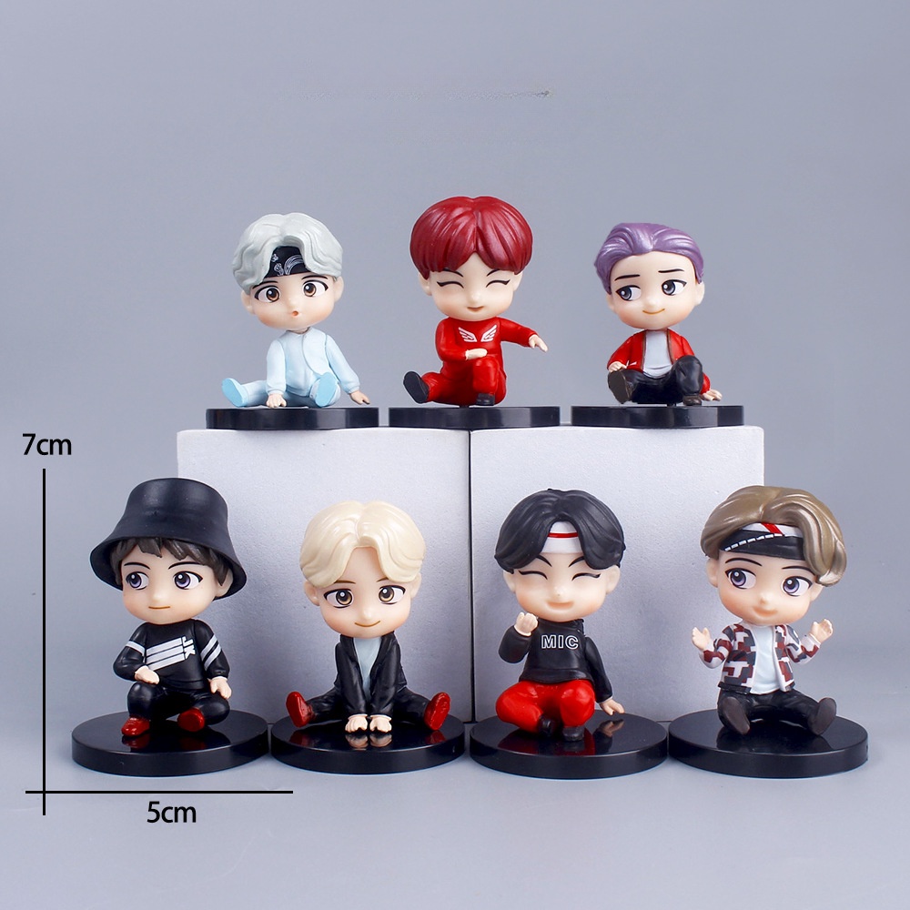7pcs/set BTS Ação Figura Q Versão Bt21 Mcdonalds Figurine Kpop