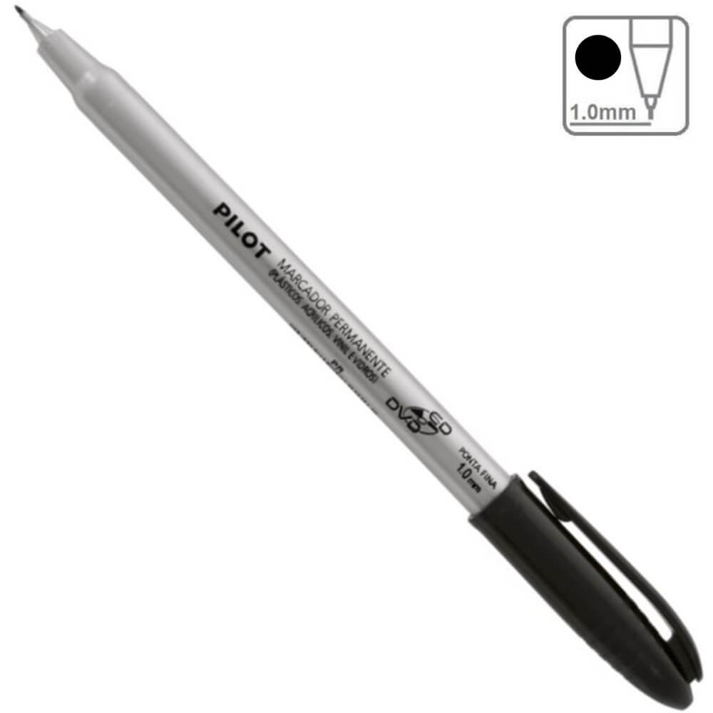 Marcador Permanente 1.0mm Ponta Fina Preto - Pilot - Escorrega o Preço