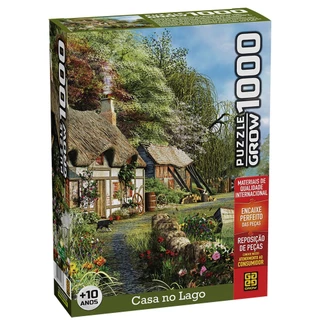 Puzzle Pintura Casa no Lago Com 1000 Peças Para Montagem