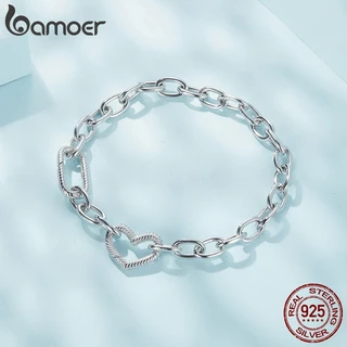 Bamoer925 Sterling Silver Foundation Bracelete Do Coração Amor Pulseira Da Moda Jóias Presentes Para Mulheres