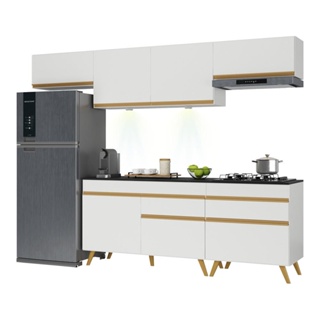 Jogo De Cozinha Modulada 5 Peças Clara 240 Cm Branco/preto - Ajl Móveis -  Branco