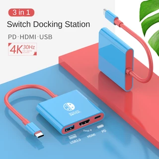 Adaptador 3 Em 1 USB C Hub Tipo Estação De Ancoragem Nintendo Switch OLED Dock TV 4K USB3.0 PD Conversor De Vídeo