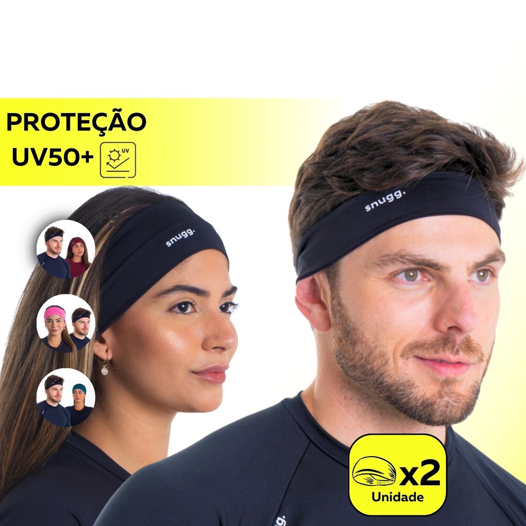 2 Unidades de Faixa de Cabelo Headband Elástica Snugg Proteção UV50
