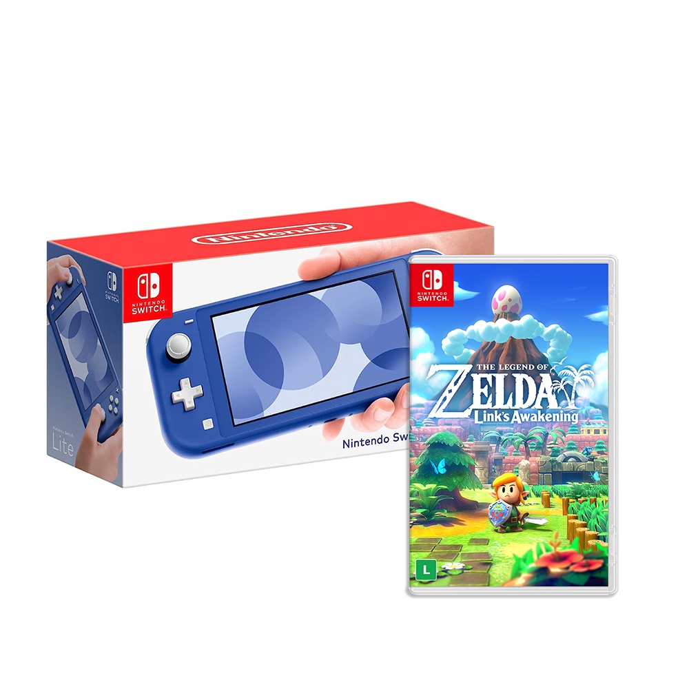 Console Nintendo Switch Lite Azul + Jogo The Legend Of Zelda Link's Awakening Shopee Brasil