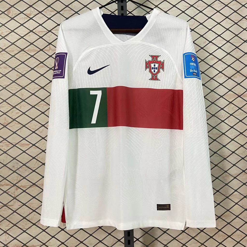 2022 Portugal Away Jersey Player Versão Manga Longa Camisa De Futebol Masculino RONALDO CR7