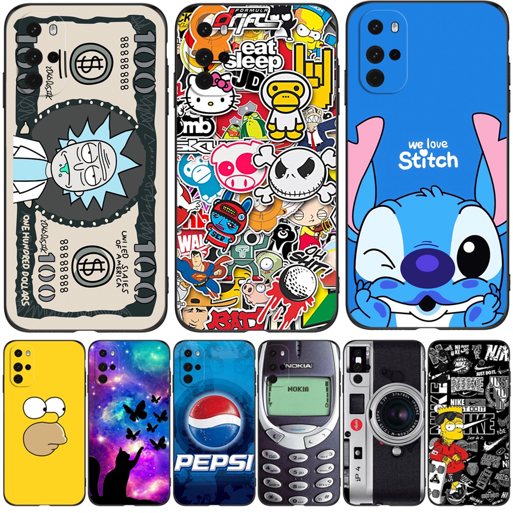 Para Moto Motorola G22 Capa Traseira Em Silicone Macio 4G MotoG22 Protetora Preto Tpu Engraçada anime De Desenho Animado aa