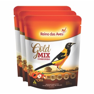 kit 3un Racao Para Corrupiao Gold Mix 500g - Reino Das Aves