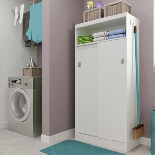 Armário Utilitário Organizador 2 Portas Branco Carraro
