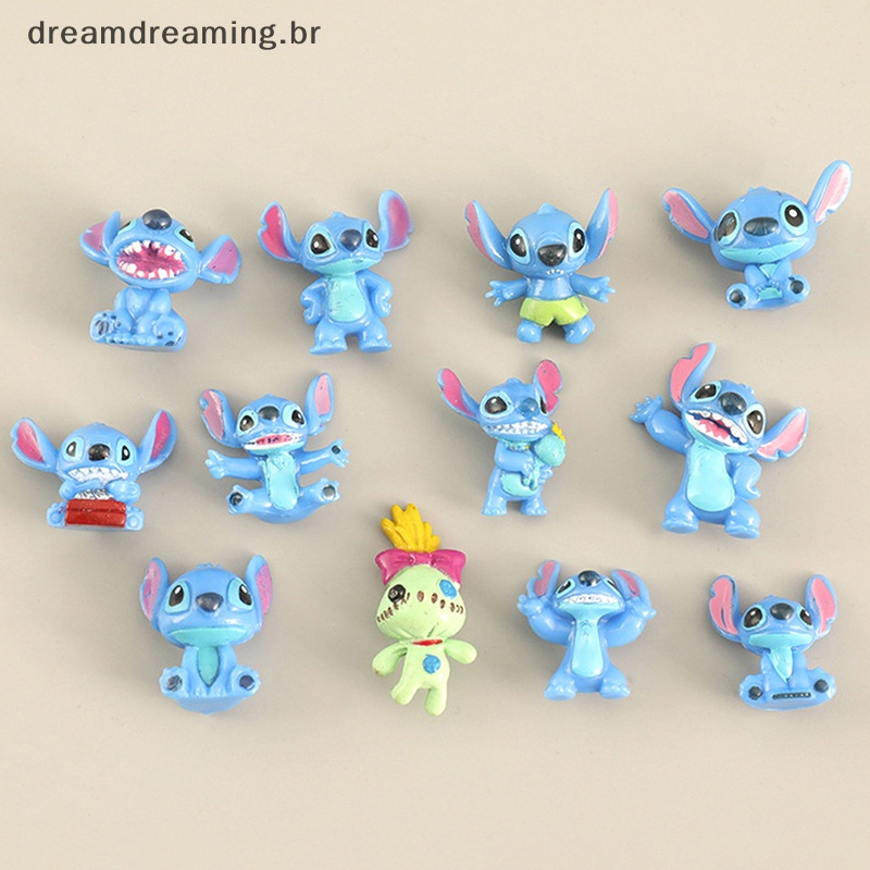 Kids Toy 12Pcs Disney Stitch Figure Dolls Anime Bonecas Ação Fofa Modelo De Coleção De Figuras Brinquedos .