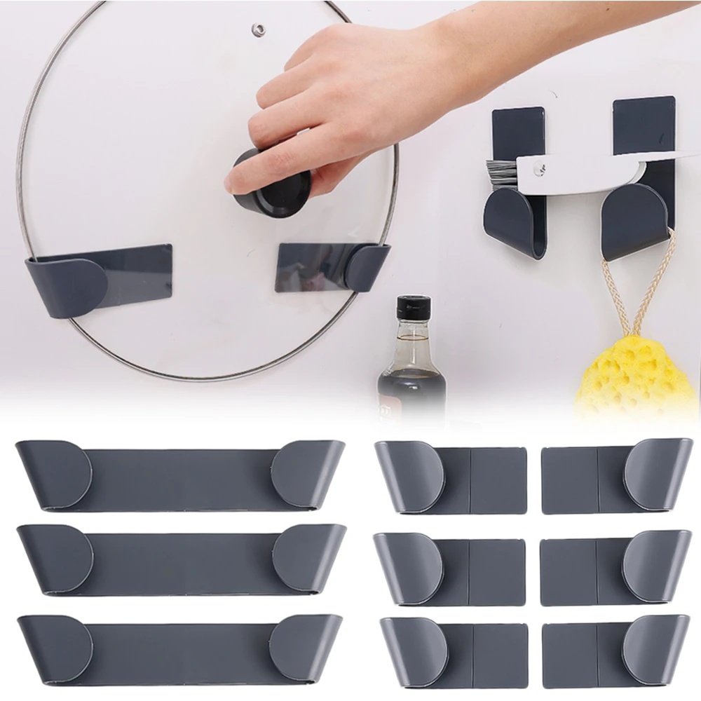 Rack Organizador De Tampa De Panelas/Suporte Parede Cozinha Plástico Suprimentos/Sem Puncionamento Auto-Adesivo