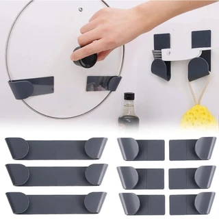 Rack Organizador De Tampa De Panelas/Suporte Parede Cozinha Plástico Suprimentos/Sem Puncionamento Auto-Adesivo