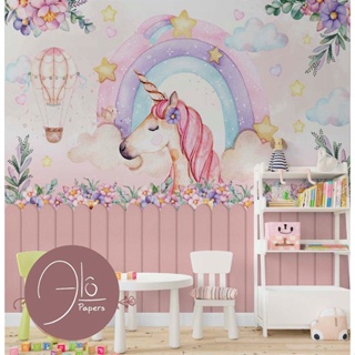 Papel Parede Adesivo Nuvem Arco-iris Rosa Menina 2.5m - Decor