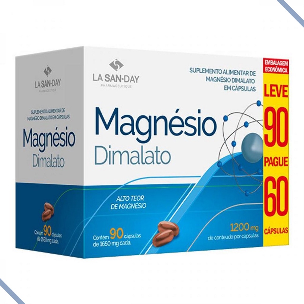 Magnésio Dimalato La San Day 90 Caps Diminuir A Dor Muscular | Shopee ...