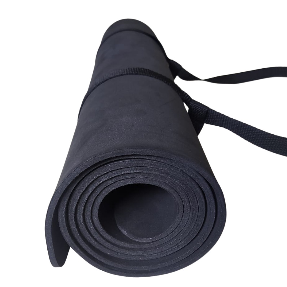 Colchonete Yoga Eva 1,70 x 60 - 5,0mm Preto c/ Alça
