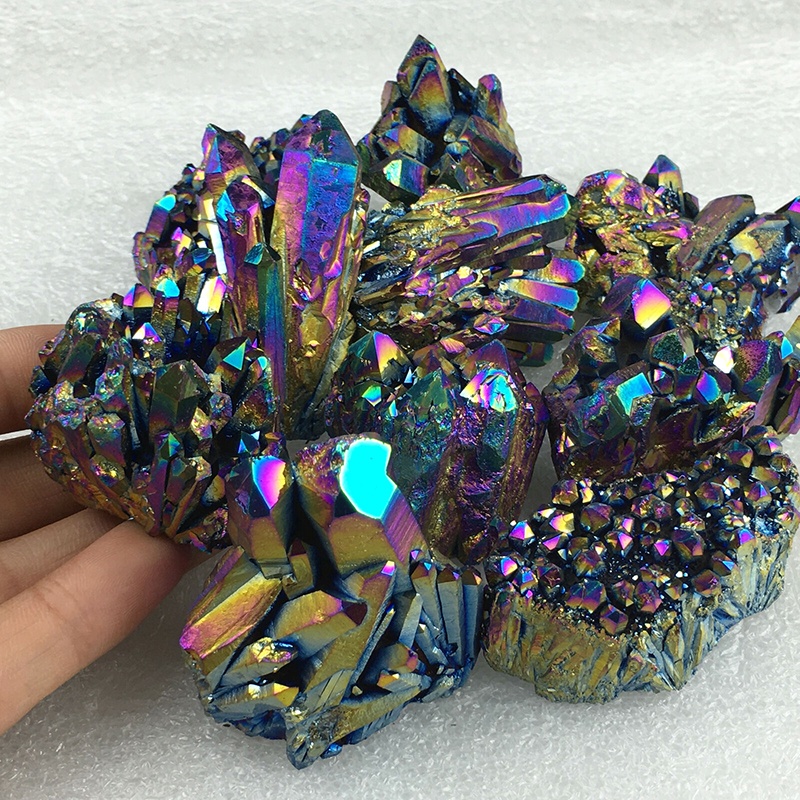 Cluster Di Quarzo Viola Titanio Aura/cristallo Viola Aura/cristallo Naturale Elettrodeposto/campione Di Quarzo Chakra/scelta Casuale Dall'inventario