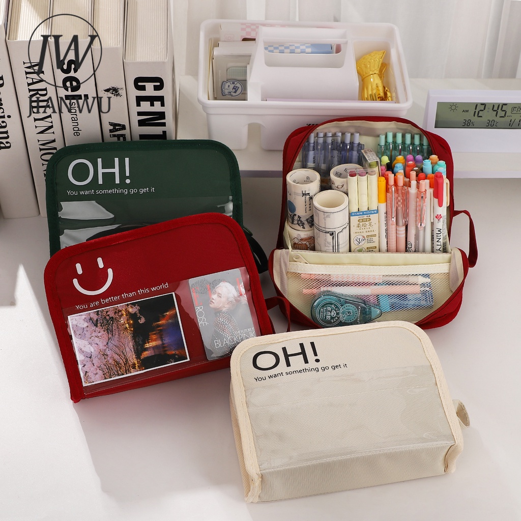 JIANWU Shanna Tela Simples De Grande Capacidade De Armazenamento Estojo À Prova D'água De Lápis Criativo De Papelaria Protátil Para Estudantes